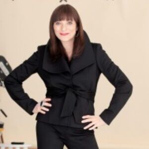 EDIT by Jeanne Beker| Wide Collar Belted Lined Black Jacket SZ 12 EUC